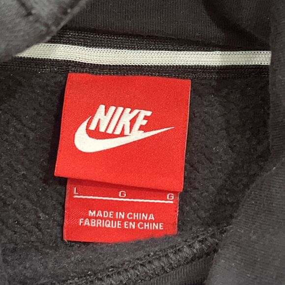 Nike Hoodie Sweatshirt Women L Black Rally Funnel Neck Metal Foil Swoosh Pouch - Picture 7 of 12